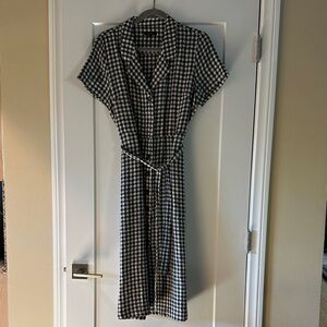 Quince Black and White Gingham Midi Dress